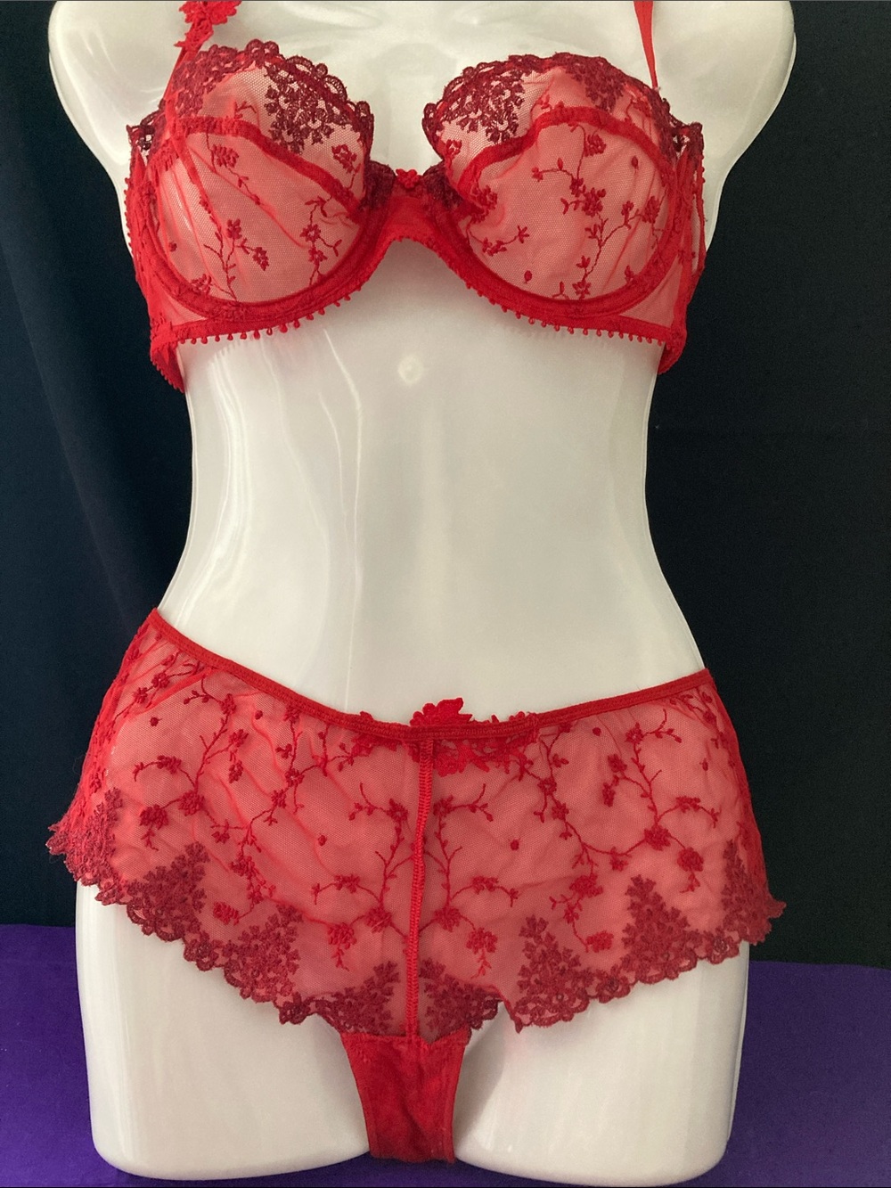 Passionata Red Embroidered Lace Bra & Boyshort Set XS-S